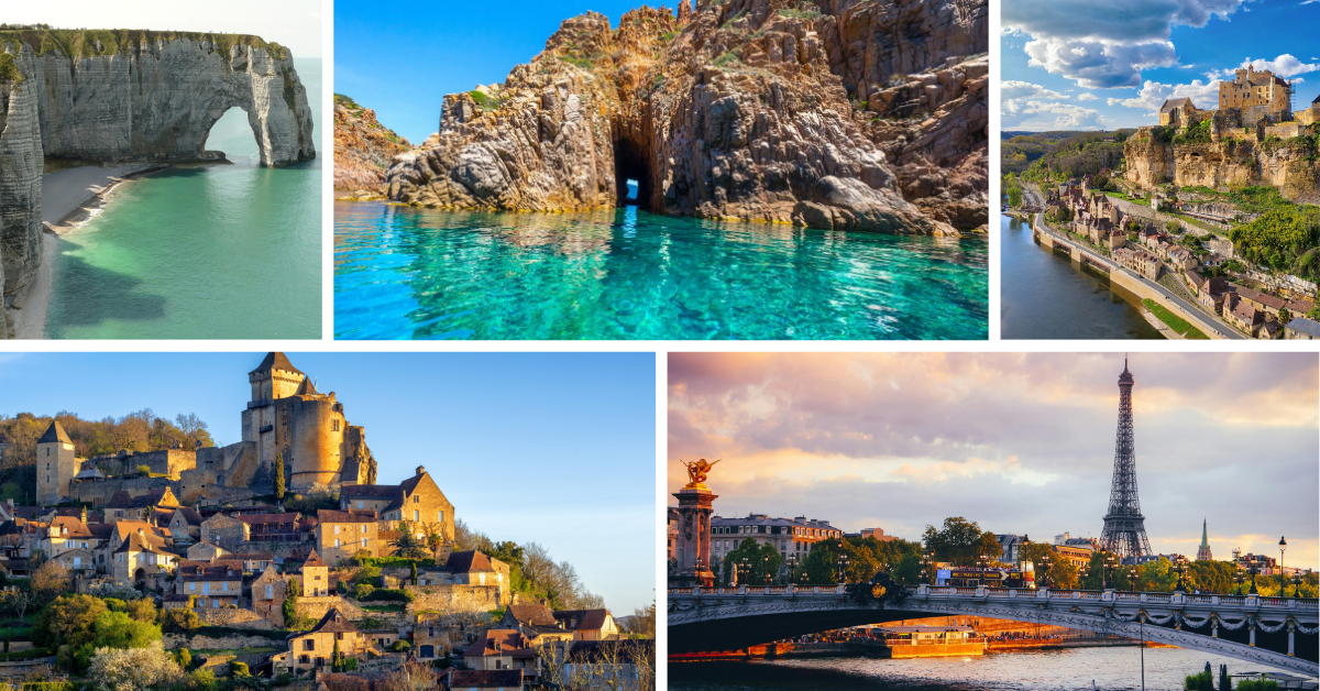 A magnificent collage of the most dreamy and beautiful places to go to in France